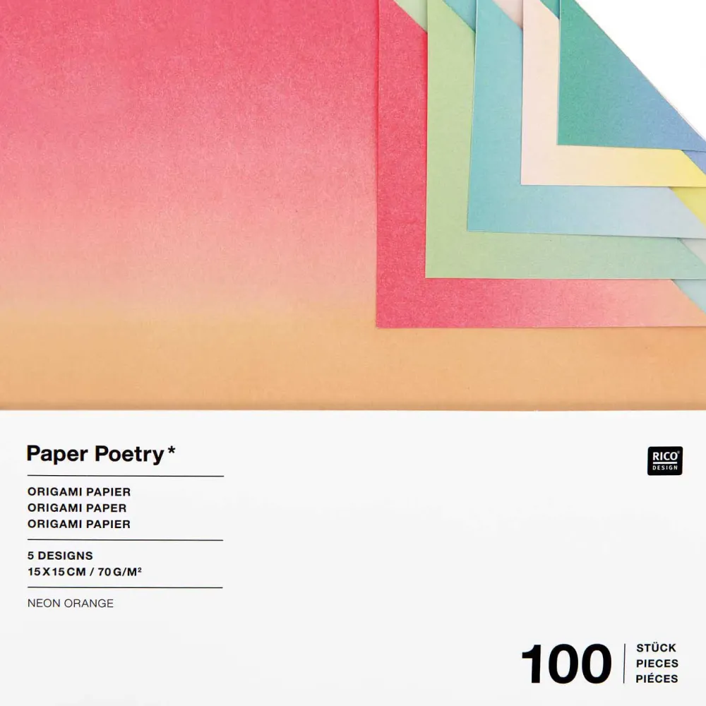 Rico Design Papier origami Linear Gradient - Paper Poetry - 15 x 15 cm, 100 ark.