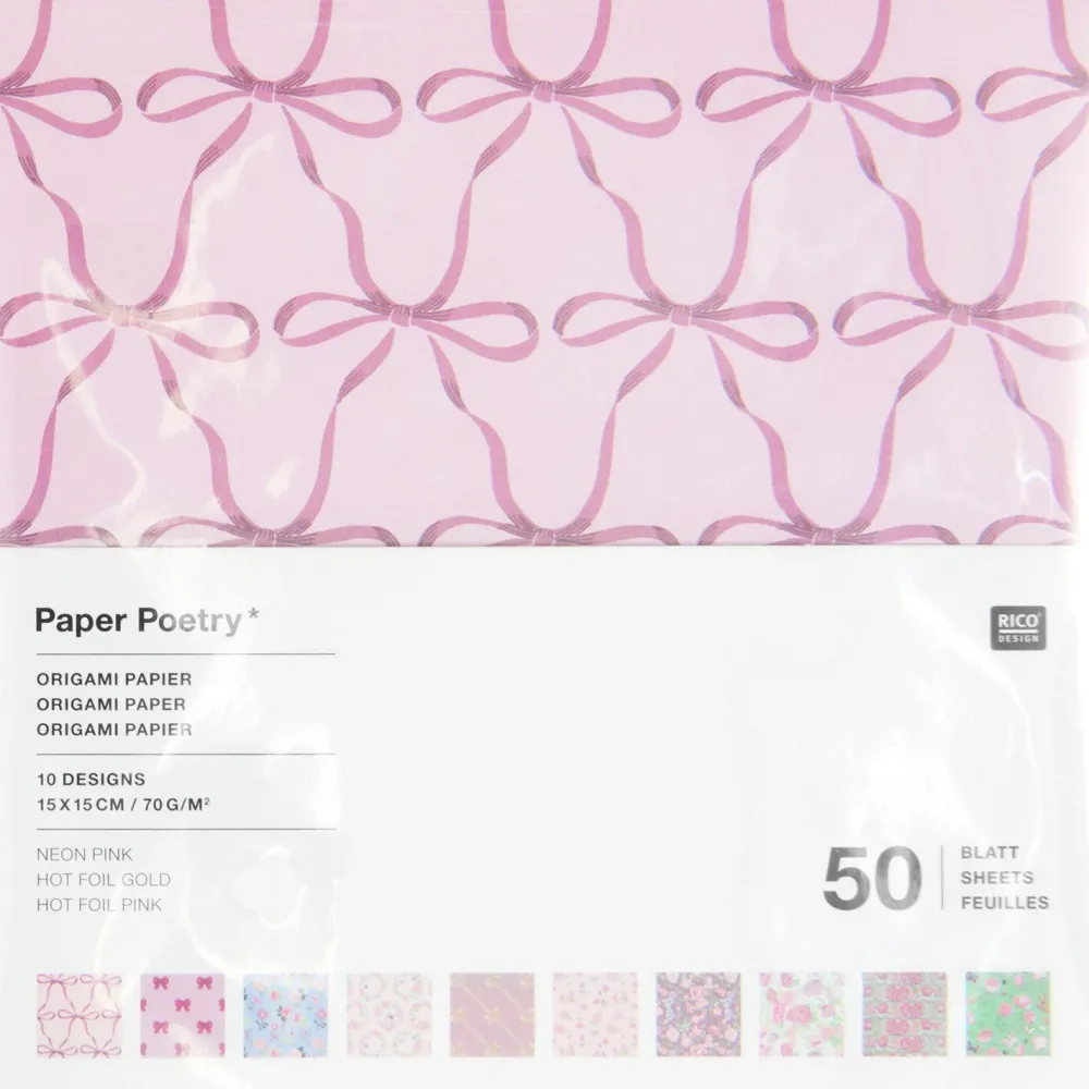 Rico Design Papier origami Rose - Paper Poetry - 15 x 15 cm, 50 ark.