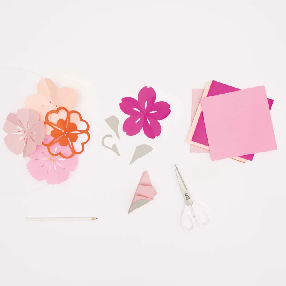 Rico Design Papier origami Sakura Flowers z szablonami - Paper Poetry - 80 g, 50 ark.