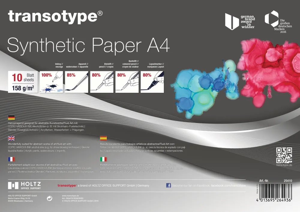 Transotype Papier syntetyczny A4 - - 158 g 10 ark. > Bloki Uniwersalne