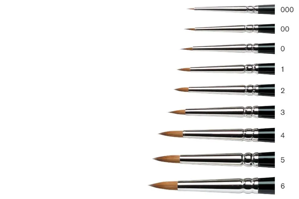 Winsor & Newton Pędzel do akwareli Kolinsky Sable Miniature, seria 7 - - krótka rączka, nr 0