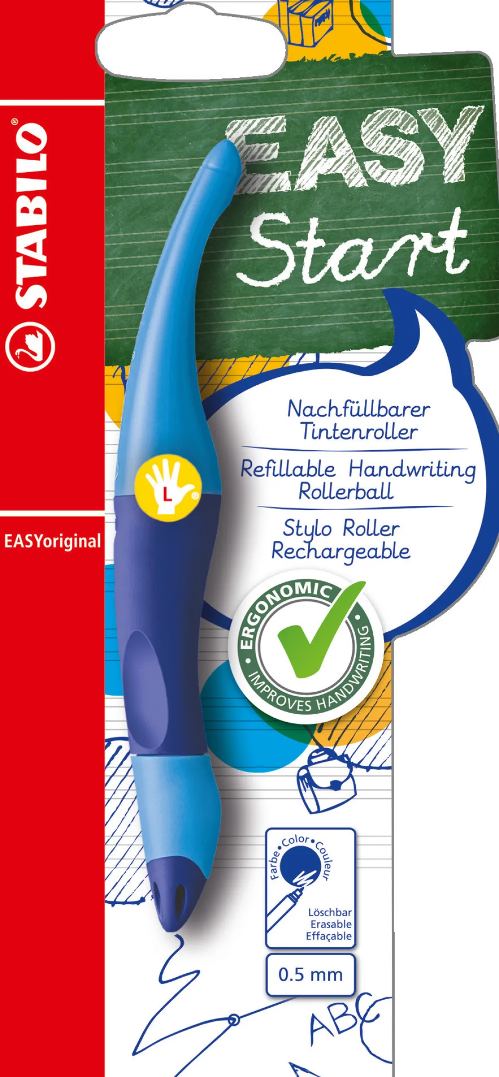 Dzieci Stabilo Pióro kulkowe dla leworęcznych Easy Original Start - - niebieskie