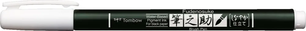 Tombow Pisak do kaligrafii Fudenosuke Brush Pen, Pastel - - White