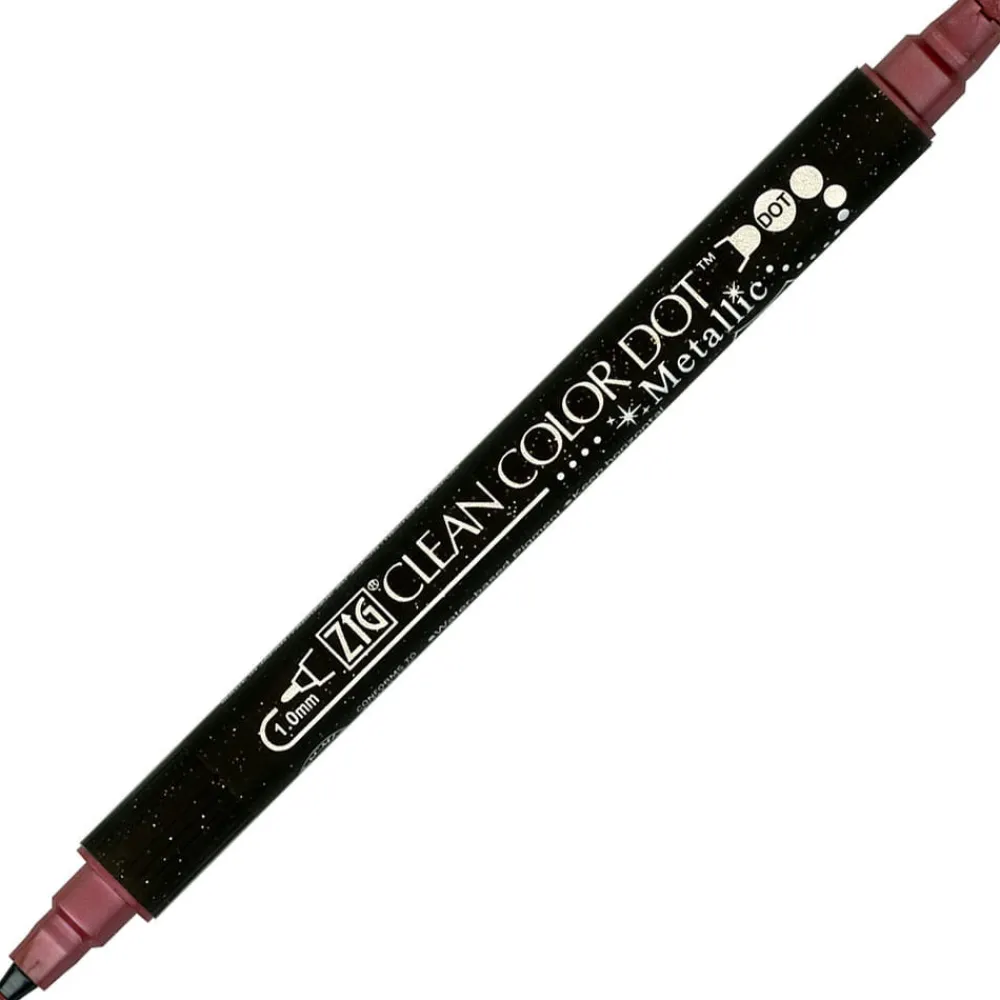 Kuretake Pisak dwustronny Zig Clean Color Dot Metallic - - Red