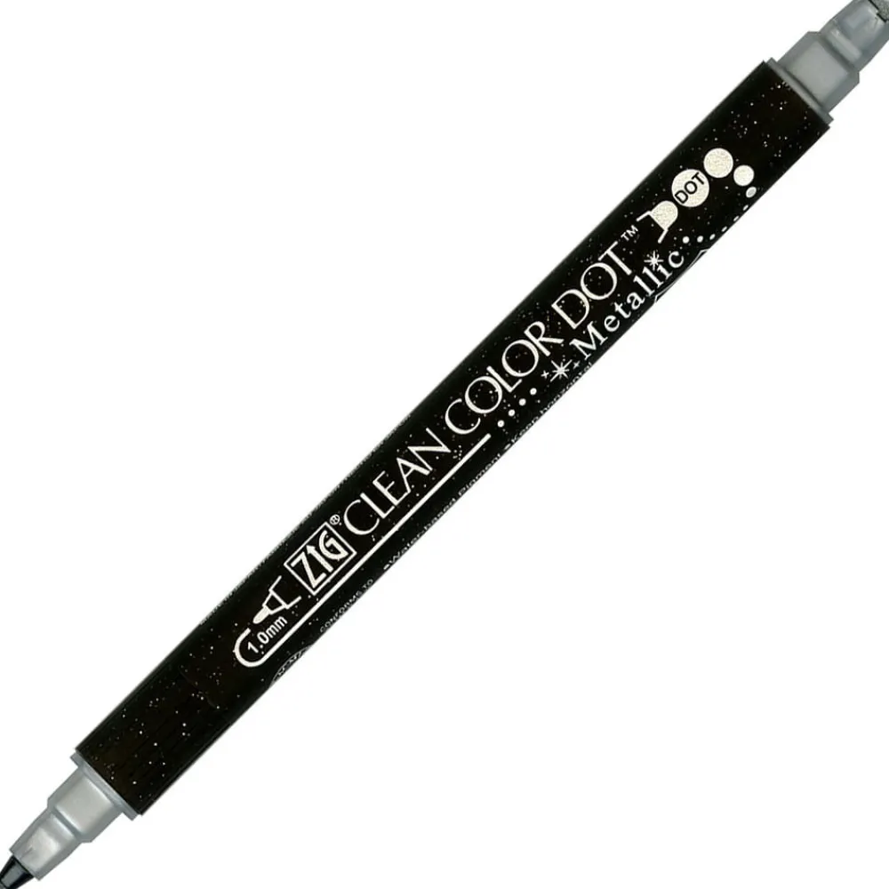 Kuretake Pisak dwustronny Zig Clean Color Dot Metallic - - Silver
