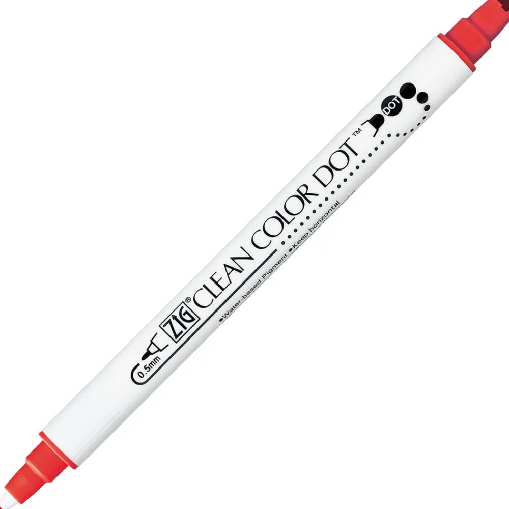 Kuretake Pisak dwustronny Zig Clean Color Dot - - Red
