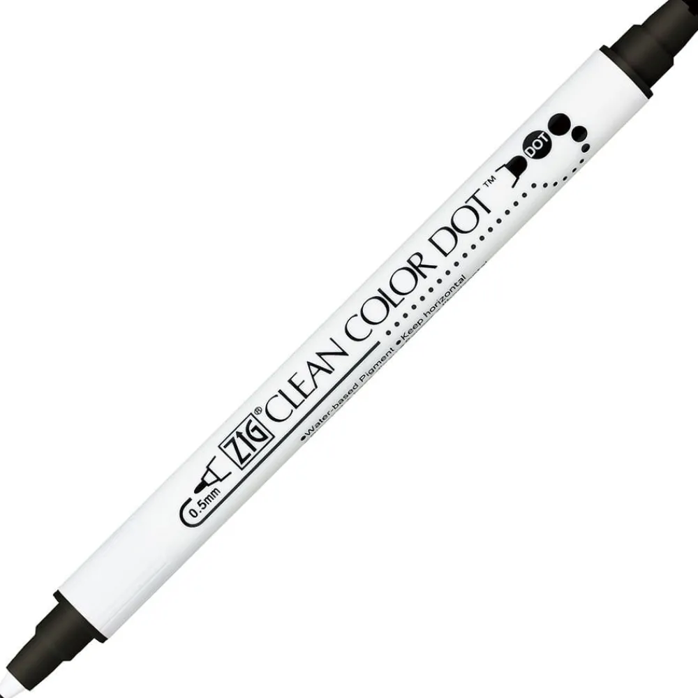 Kuretake Pisak dwustronny Zig Clean Color Dot - - Black