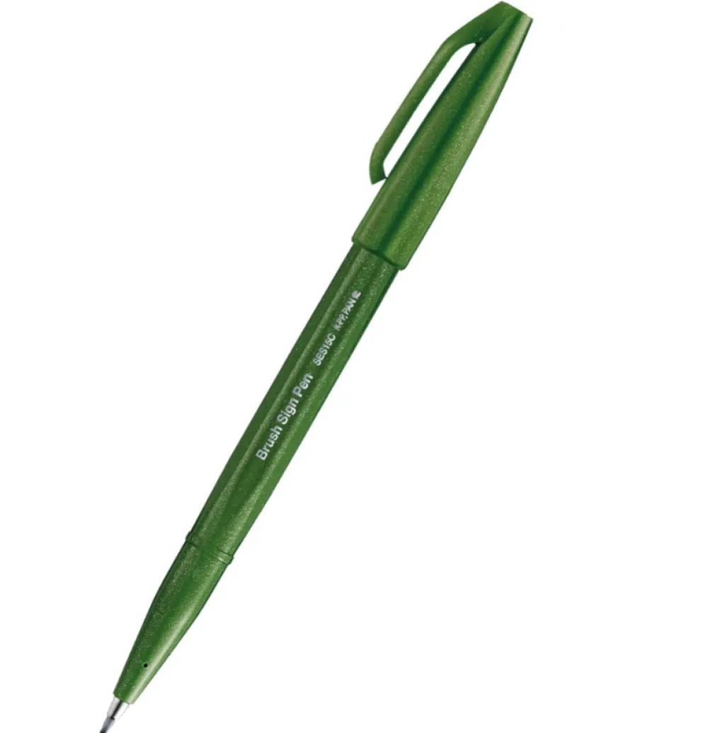 Pentel Pisak pędzelkowy Brush Sign Pen - - oliwkowy > Pisaki Kaligraficzne