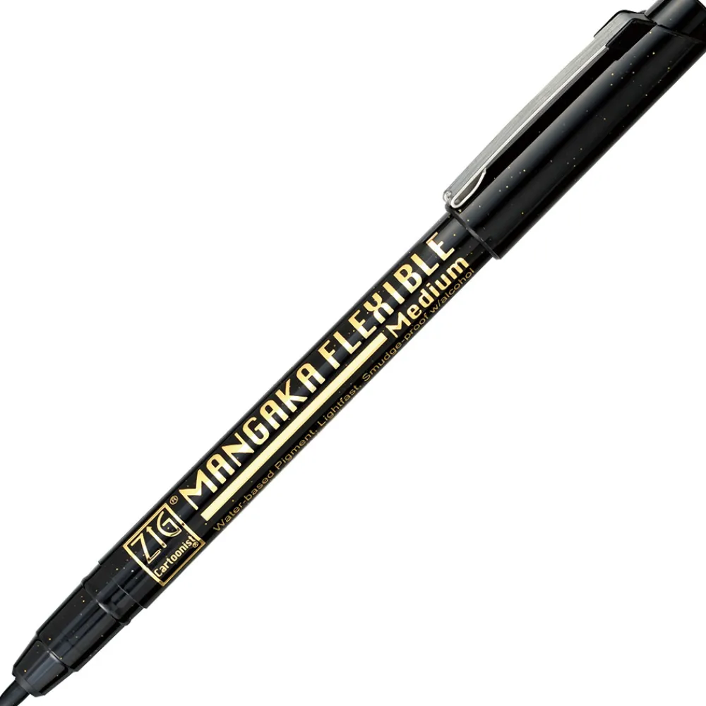 Kuretake Pisak ZIG Cartoonist Mangaka Flexible - - czarny, M > Markery, Brushpeny I Pisaki
