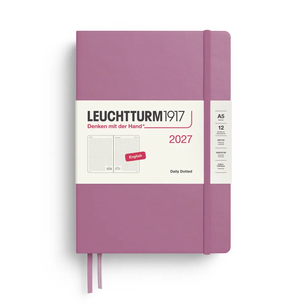 Leuchtturm1917 Planer dzienny w kropki 2027 – – Dusty Rose A5