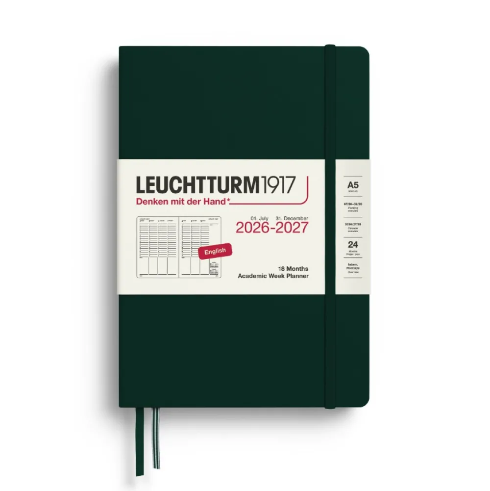 Leuchtturm1917 Planer tygodniowy akademicki 2026/2027 A5 - - Forest Green