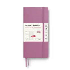 Leuchtturm1917 Planer tygodniowy z notatnikiem w kropki 2027 - - Dusty Rose 9 x 19 cm