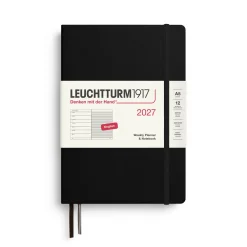 Leuchtturm1917 Planer tygodniowy z notatnikiem w linie 2027 - - Black A5 > Kalendarze Książkowe
