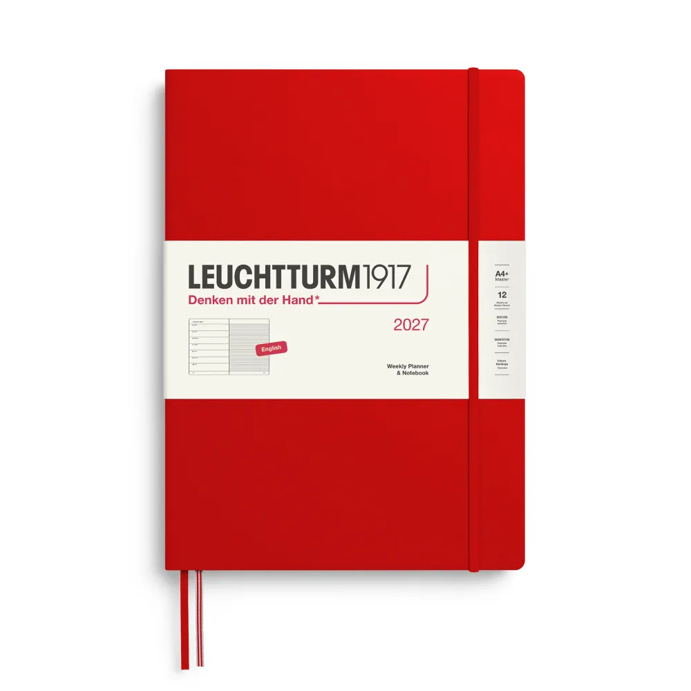 Leuchtturm1917 Planer tygodniowy z notatnikiem w linie 2027 - - Cherry A4+ > Kalendarze Książkowe