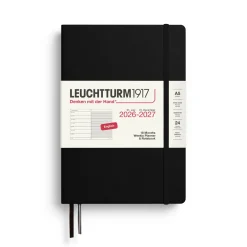 Leuchtturm1917 Planer tygodniowy z notatnikiem w linie 2026/2027 A5 - - Black