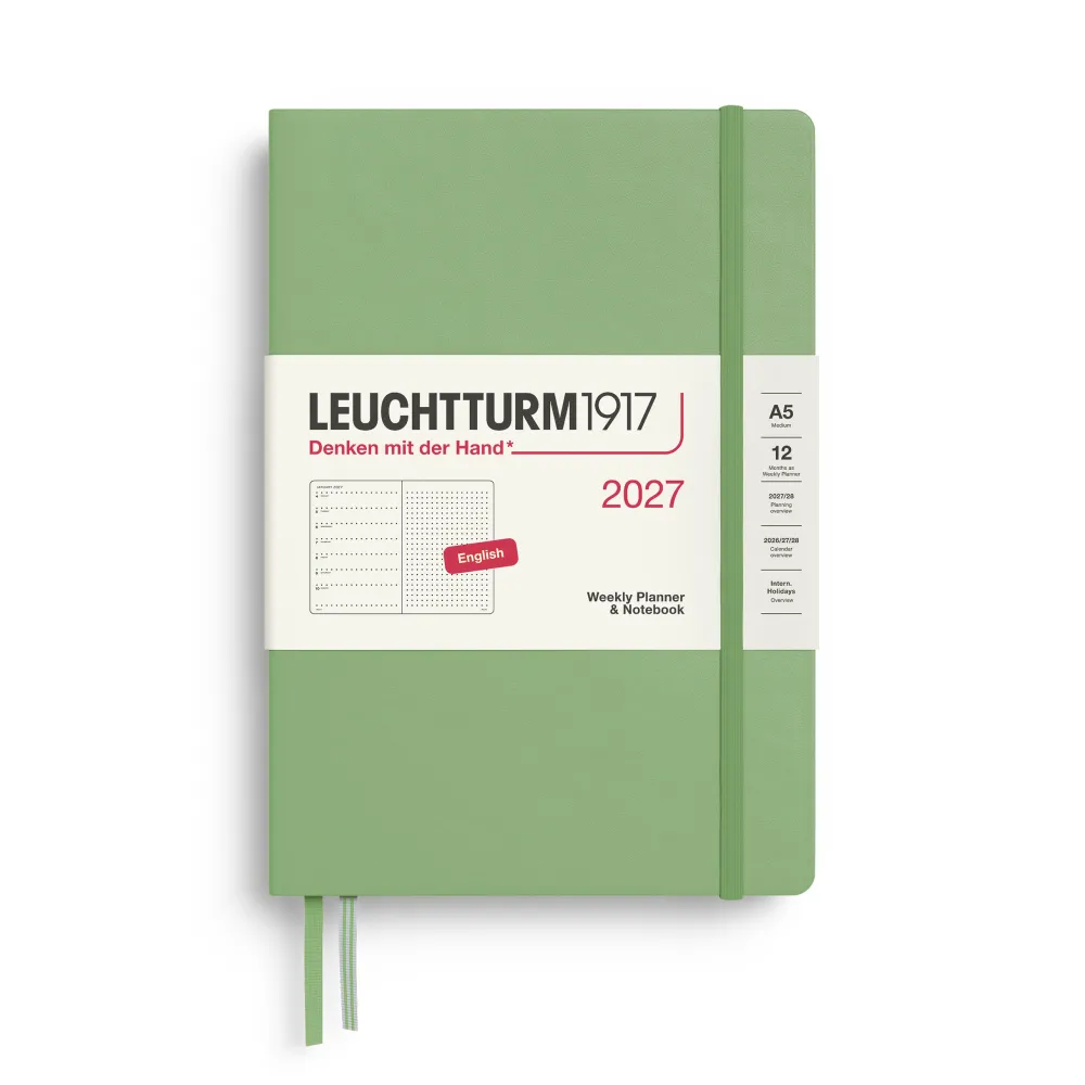 Leuchtturm1917 Planer tygodniowy z notatnikiem w kropki 2027 – – Cherry A5 > Kalendarze Książkowe