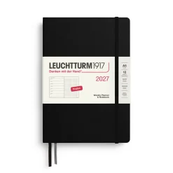 Leuchtturm1917 Planer tygodniowy z notatnikiem w kropki 2027 – – Black A5