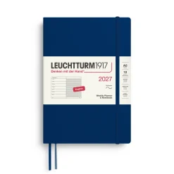 Leuchtturm1917 Planer tygodniowy z notatnikiem w linie 2027 - - Navy A5