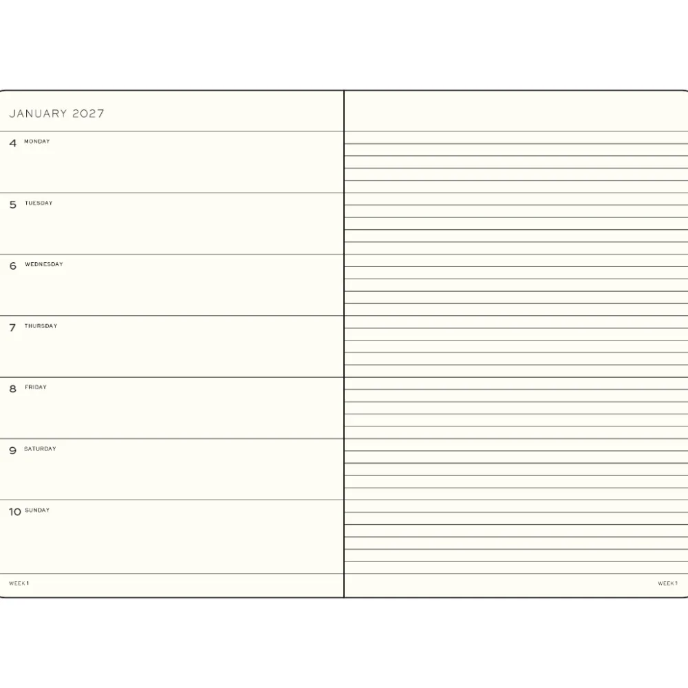 Leuchtturm1917 Planer tygodniowy z notatnikiem w linie 2027 - - Cherry A5 > Kalendarze Książkowe