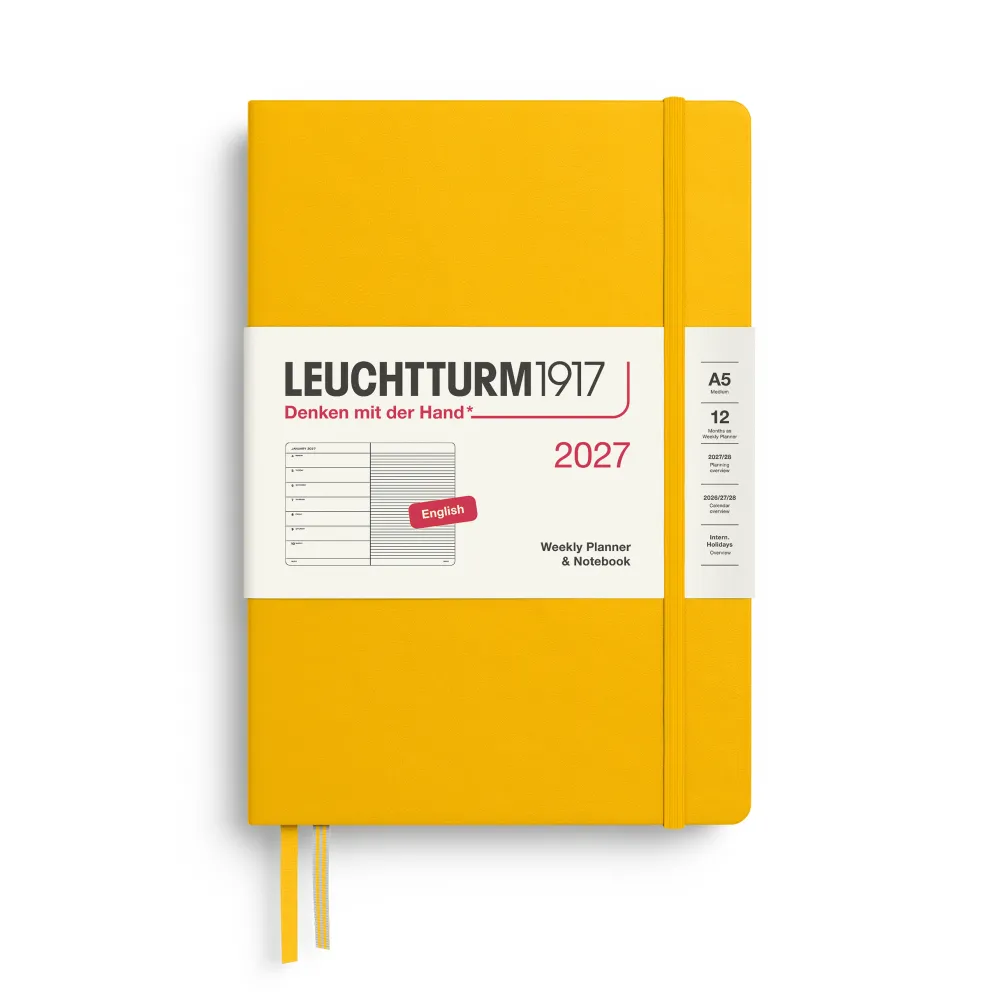 Leuchtturm1917 Planer tygodniowy z notatnikiem w linie 2027 - - Cherry A5 > Kalendarze Książkowe