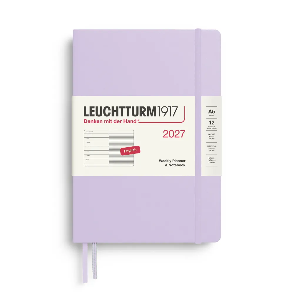 Leuchtturm1917 Planer tygodniowy z notatnikiem w linie 2027 - - Lilac A5