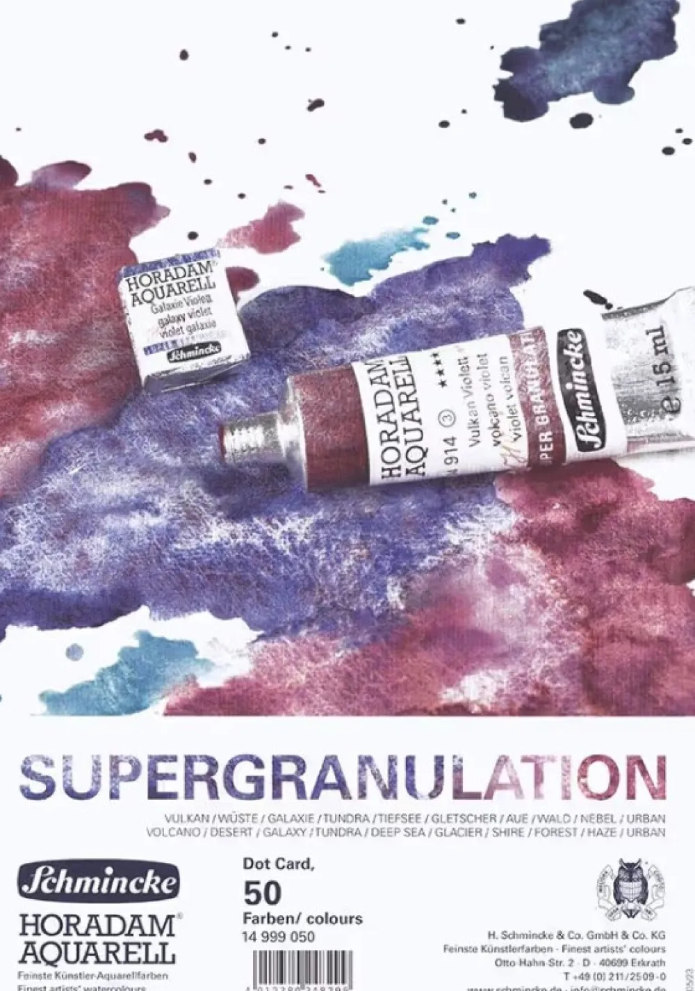Schmincke Próbnik farb Dot Card Horadam Aquarell - - 50 kolorów supergranulujących