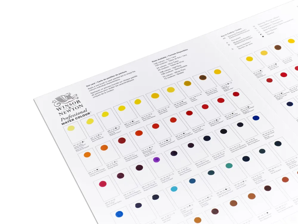 Winsor & Newton Próbnik farb Dot Card Professional Watercolour - - 109 kolorów > Farby Akwarelowe