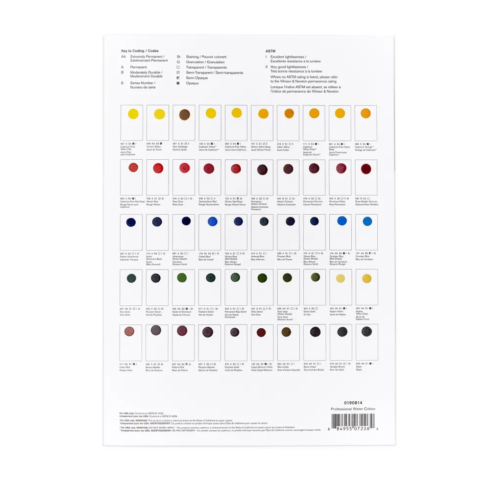 Winsor & Newton Próbnik farb Dot Card Professional Watercolour - - 109 kolorów > Farby Akwarelowe