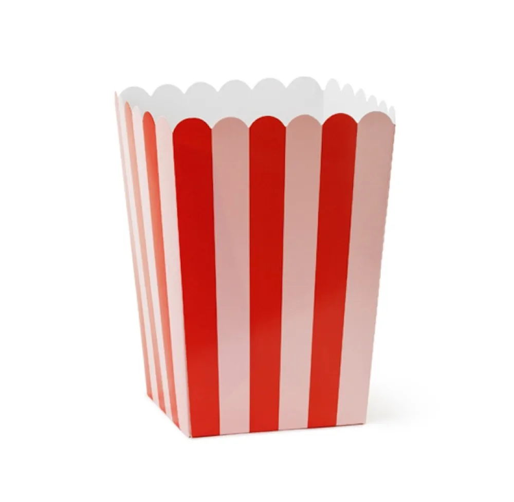 PartyDeco Pudełka na popcorn - czerwono-różowe, 11 x 11 x 15,5 cm, 6 szt. > Pudełka I Torebki Na Słodycze