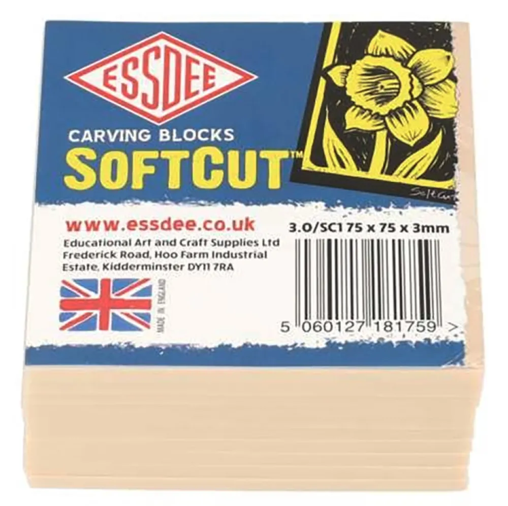 Essdee Płyty do linorytu SoftCut - - gumowe, 75 x 75 x 3 mm, 10 szt.