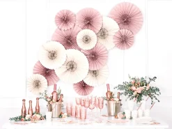 PartyDeco Rozety dekoracyjne - brudny róż, 3 szt.