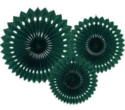 PartyDeco Rozety dekoracyjne - ciemnozielone, 20, 25, 30 cm, 3 szt.