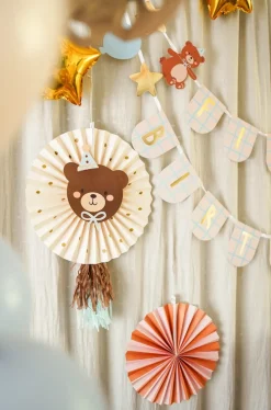 PartyDeco Rozety dekoracyjne Miś - 30-35 cm, 2 szt. ><noscript><img width=