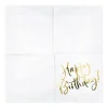 PartyDeco Serwetki Happy Birthday - biało-złote, 33 x 33 cm, 20 szt. > Serwetki