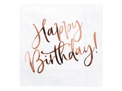 PartyDeco Serwetki Happy Birthday - różowe złoto, 20 szt. > Serwetki
