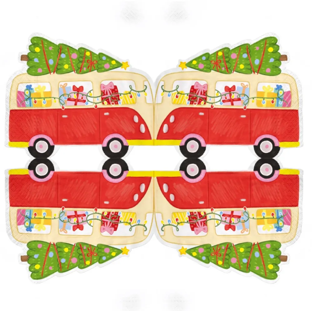 PartyPal Serwetki papierowe Auto z choinką - 33 x 27,6 cm, 10 szt.