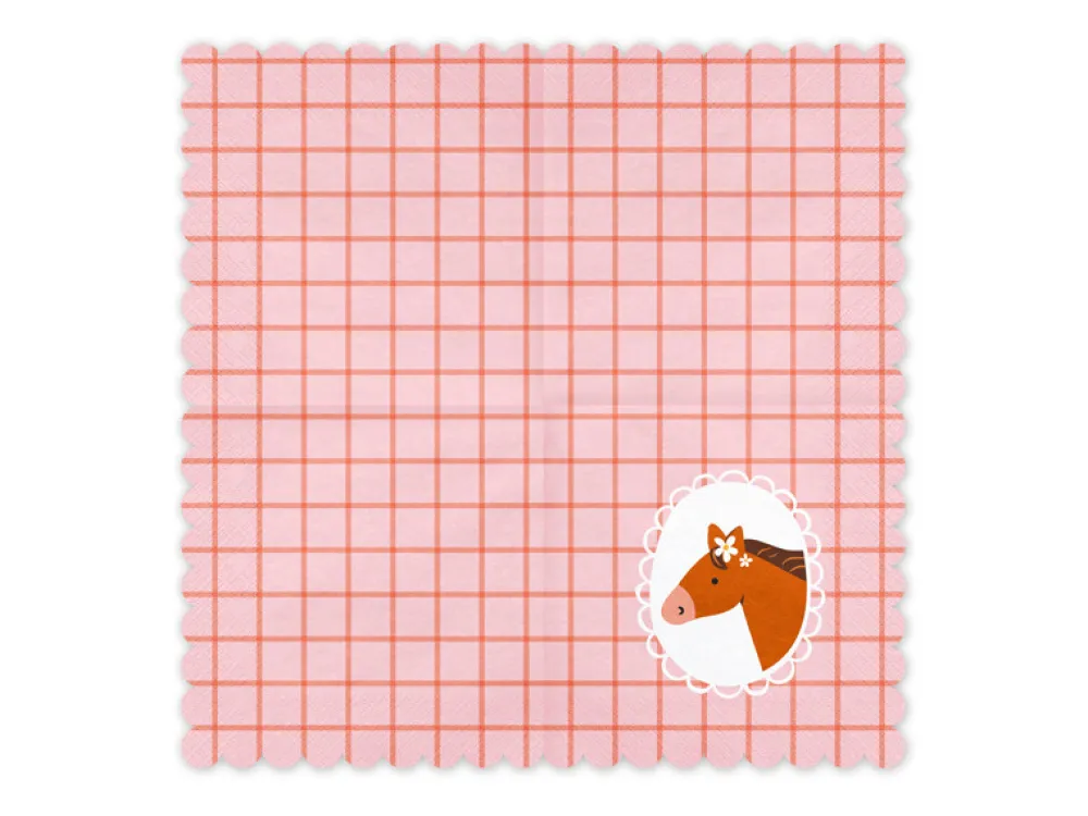 PartyDeco Serwetki papierowe Konie - różowe, 16,5 x 16,5 cm, 12 szt. > Serwetki