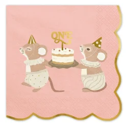 PartyDeco Serwetki papierowe One Myszki - różowe 12 szt. ><noscript><img width=