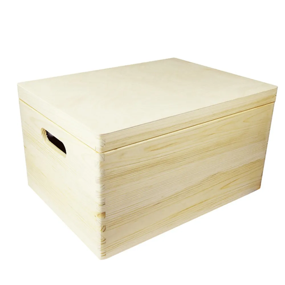 Skrzynka drewniana z deklem i otworami - duża, 40 x 30 x 23 cm > Drewniane