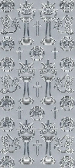 Stickersy, naklejki ażurowe - Kielich IHS, srebrne