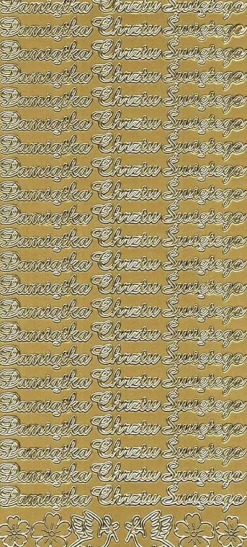Stickersy, naklejki ażurowe - Pamiątka Chrztu Świętego, złote > Naklejki