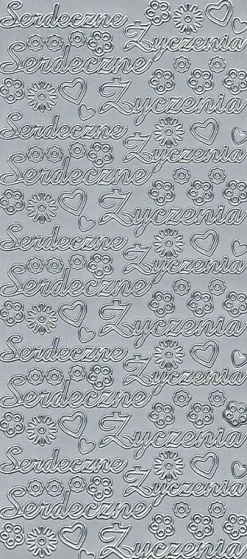 Stickersy, naklejki ażurowe - Serdeczne Życzenia, srebrne