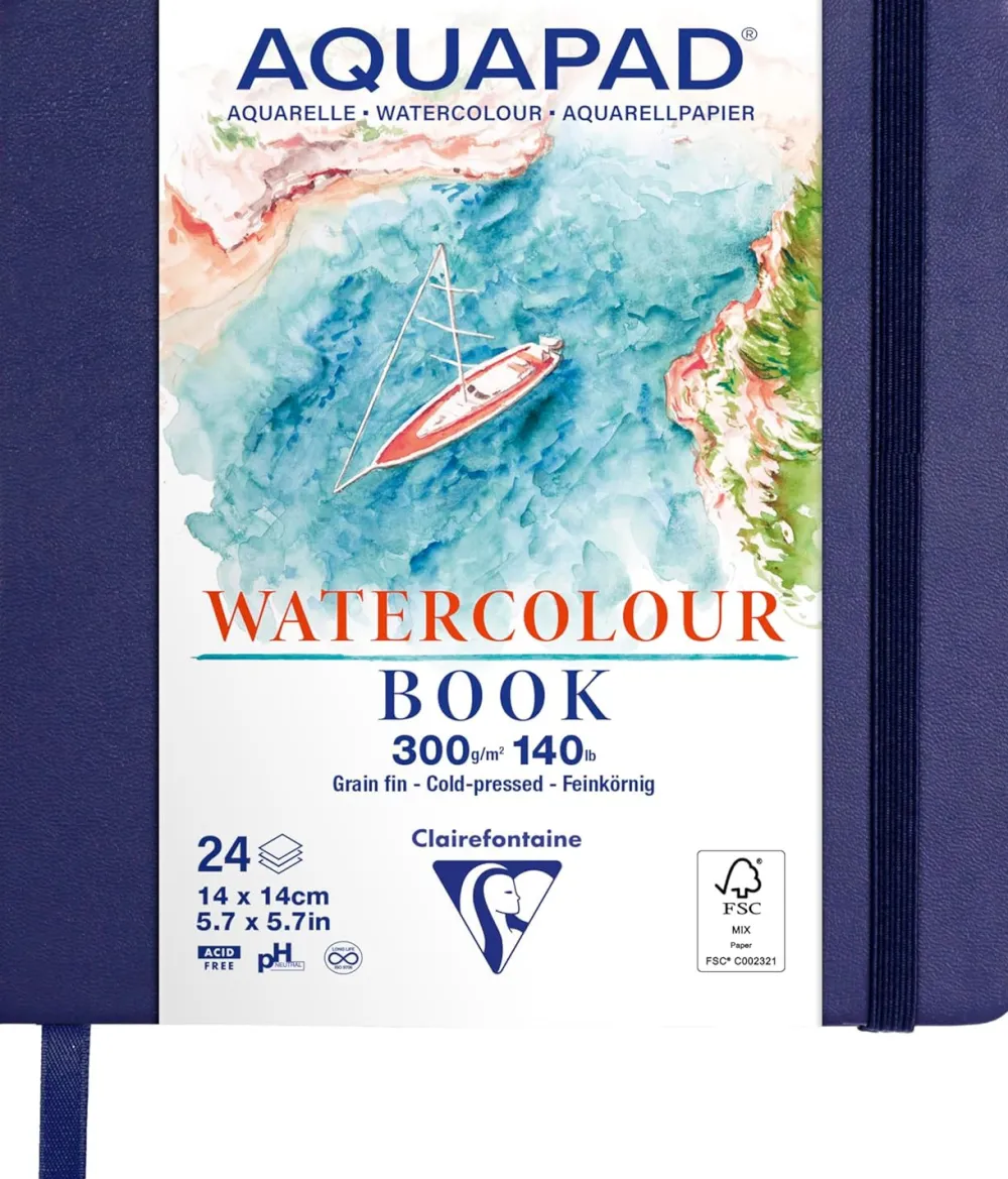 Clairefontaine Szkicownik Aquapad Watercolour Book 14 x 14 cm - - 300 g 24 ark.