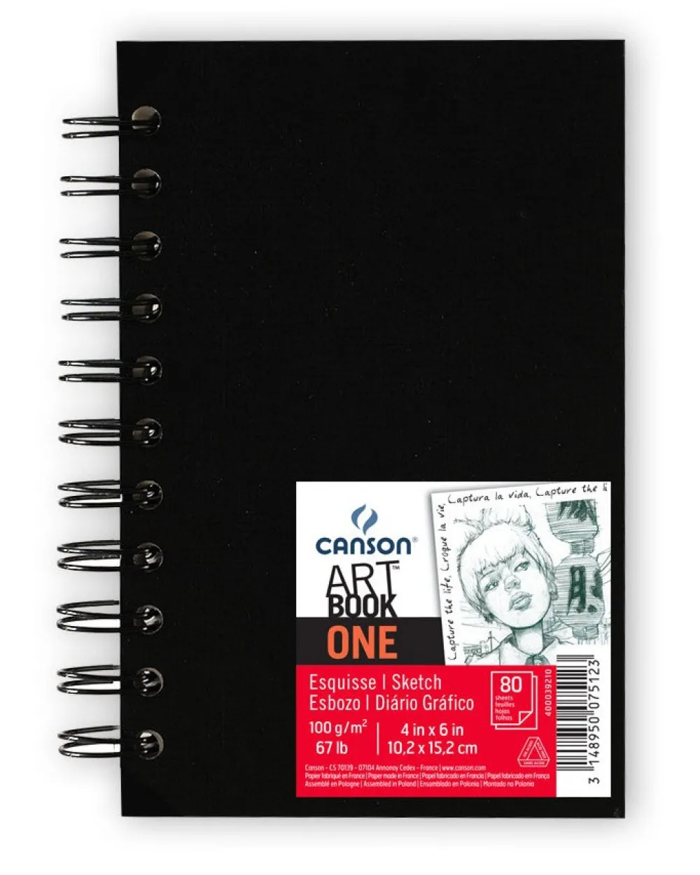 Canson Szkicownik Art Book One 10,2 x 15,2 cm - - spirala, 100 g, 80 ark.