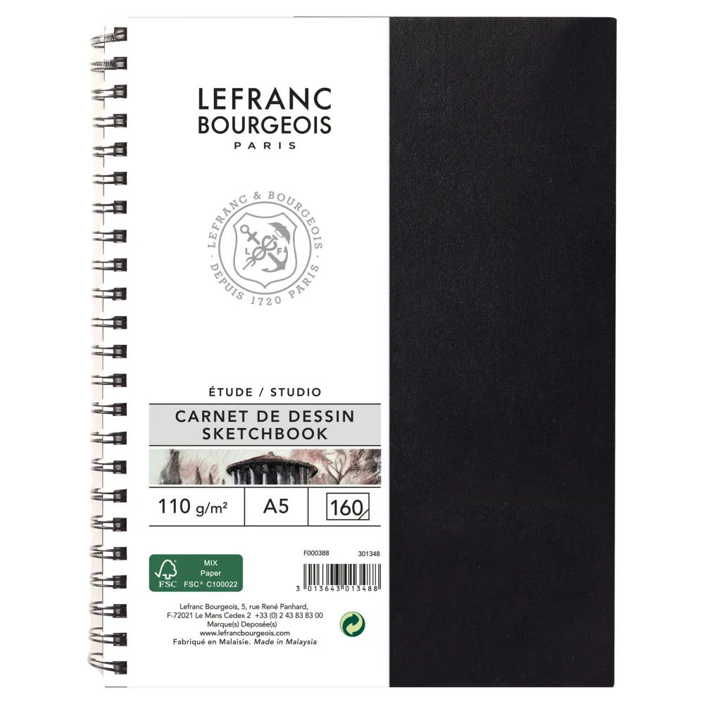Lefranc & Bourgeois Szkicownik Studio na spirali - - A5, 110 g, 160 stron