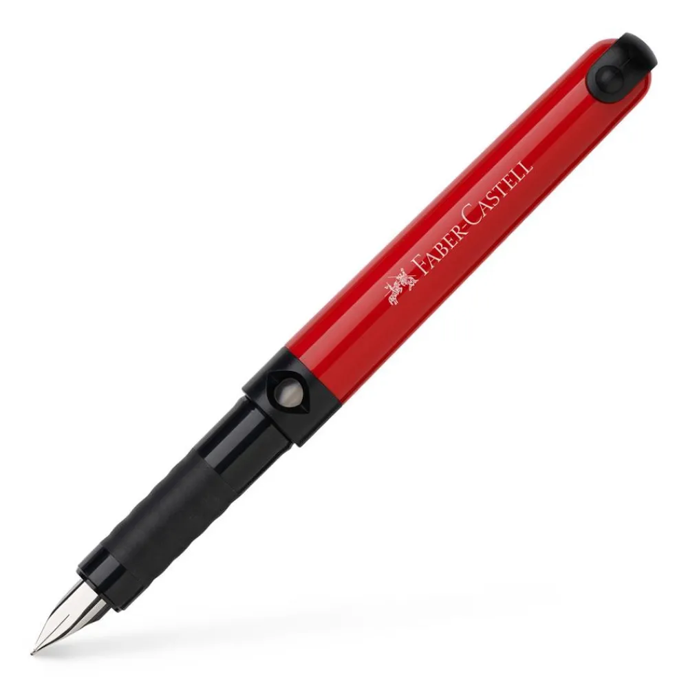 Faber-Castell Szkolne pióro wieczne z wkładami - - czerwone, M > Pióra Wieczne