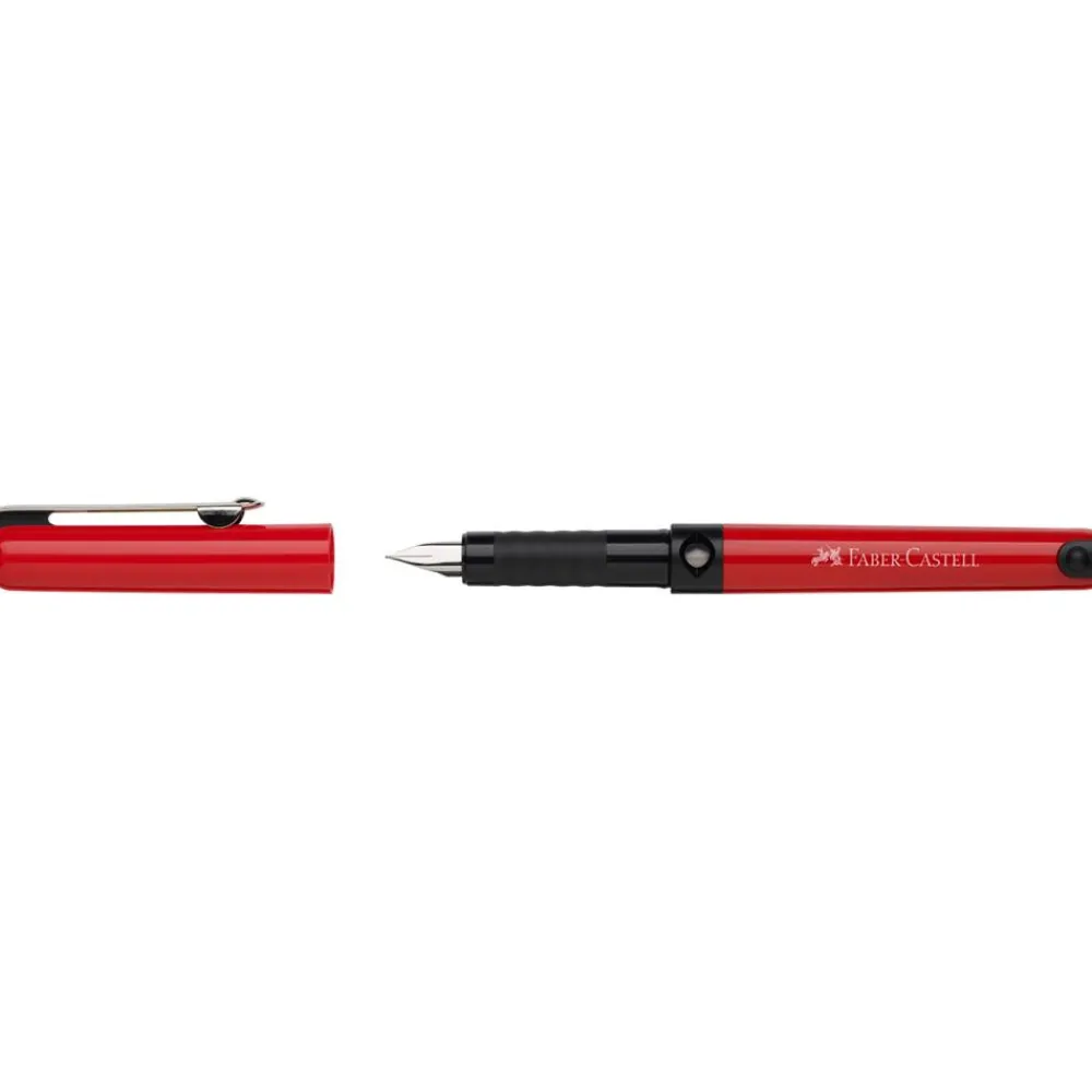 Faber-Castell Szkolne pióro wieczne z wkładami - - czerwone, M > Pióra Wieczne