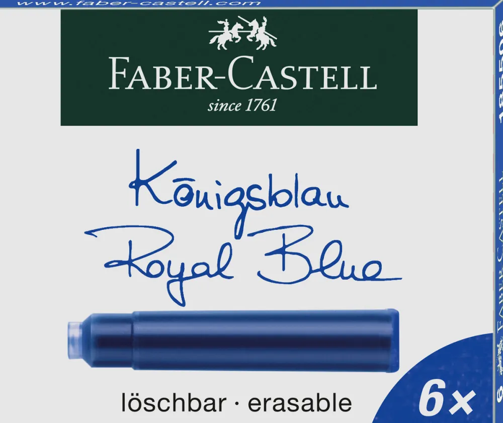 Faber-Castell Szkolne pióro wieczne z wkładami - - niebieskie, M > Pióra Wieczne