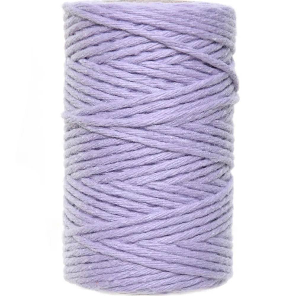 Sznurek bawełniany do makramy - liliowy, 2 mm, 60 m