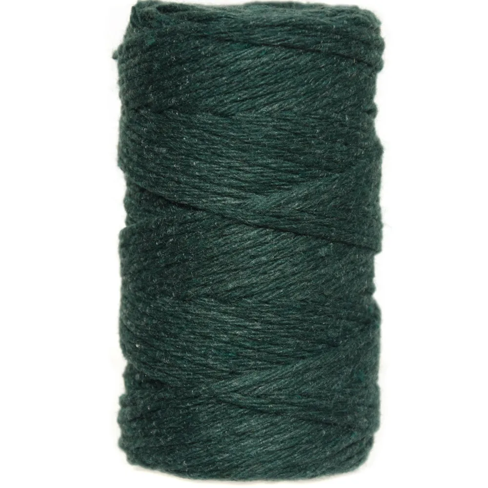 Sznurek bawełniany do makramy - zielony, 2 mm, 60 m
